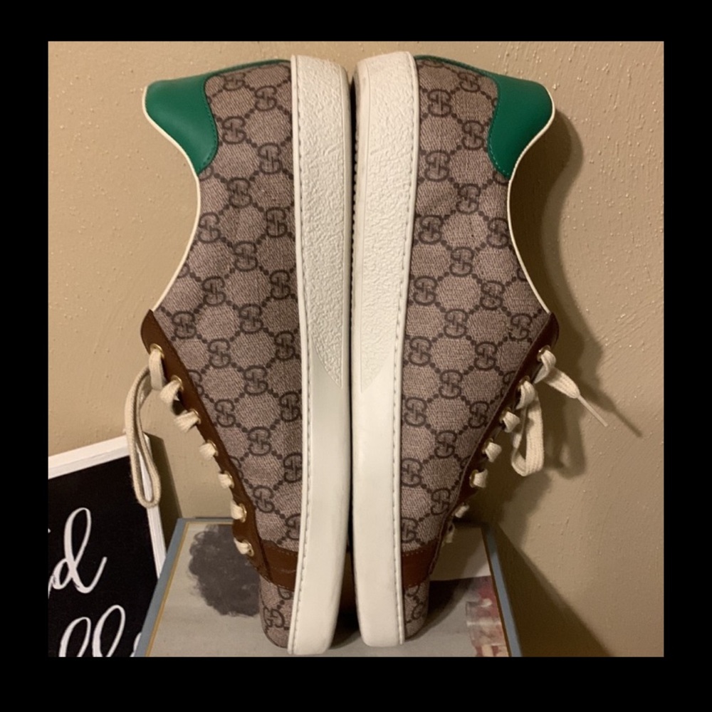 Gucci Ace size 11 sneakers green trim - Picture 3 of 10